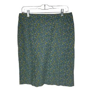 Talbots Blue Green Knee Length‎ Cotton Pencil Skirt Size 10